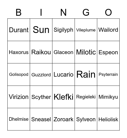 VR Channel Bingo Card