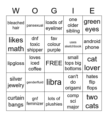 wogie bingo Card