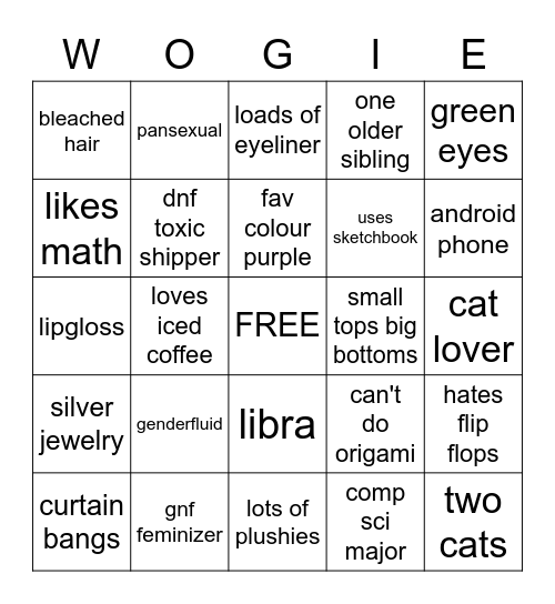 wogie bingo Card
