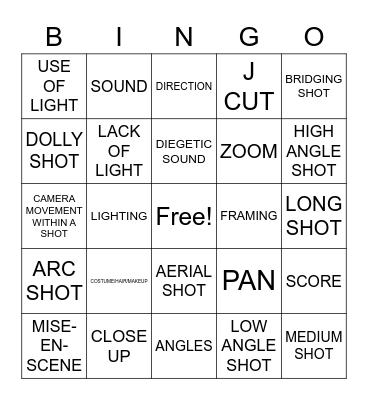 Film Bingo Card