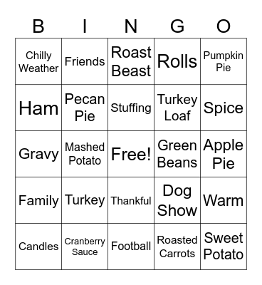 Friendsgiving Bingo Card