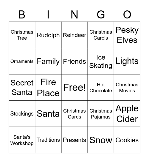 Christmas Excitement Bingo Card