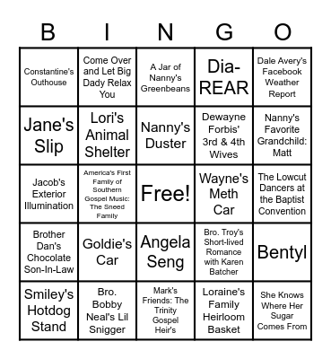SEXTON FAMILY BINGO Card