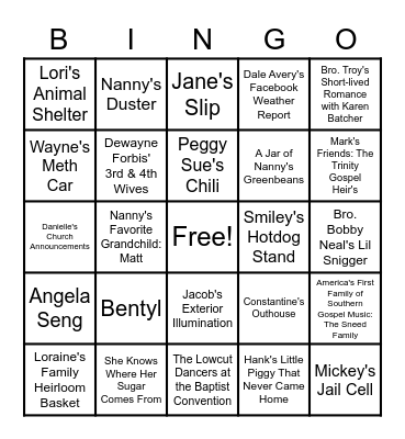 SEXTON FAMILY BINGO Card