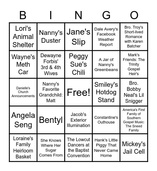 SEXTON FAMILY BINGO Card