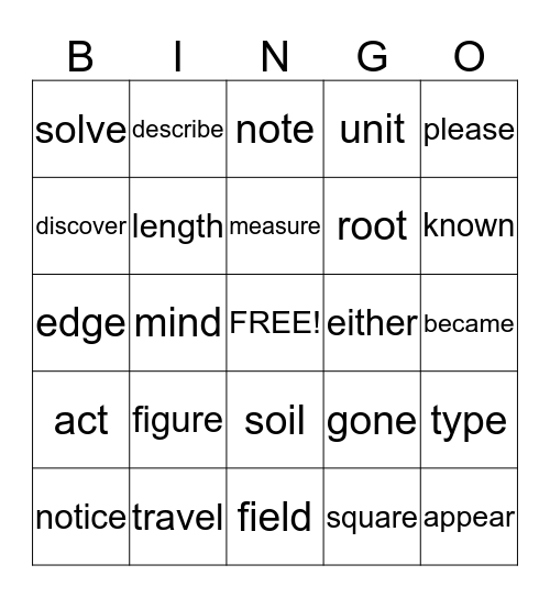 STAR WORD BINGO III Bingo Card