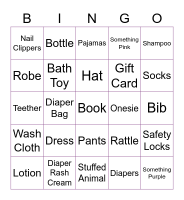 Baby BIngo Card
