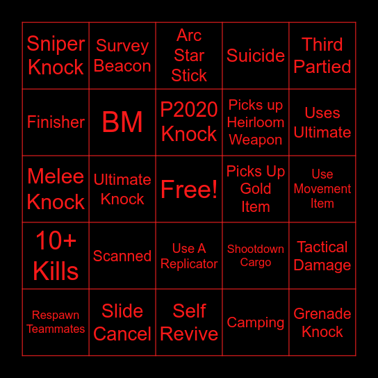 Apex Bingo Card