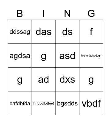 bingo test Bingo Card
