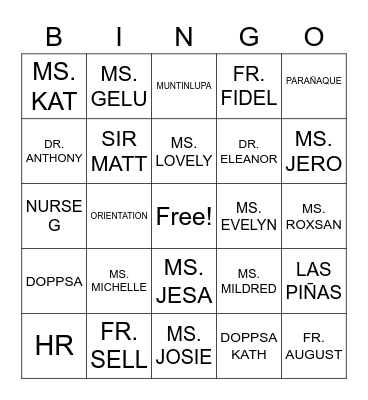 DOPPSA HR Bingo Card