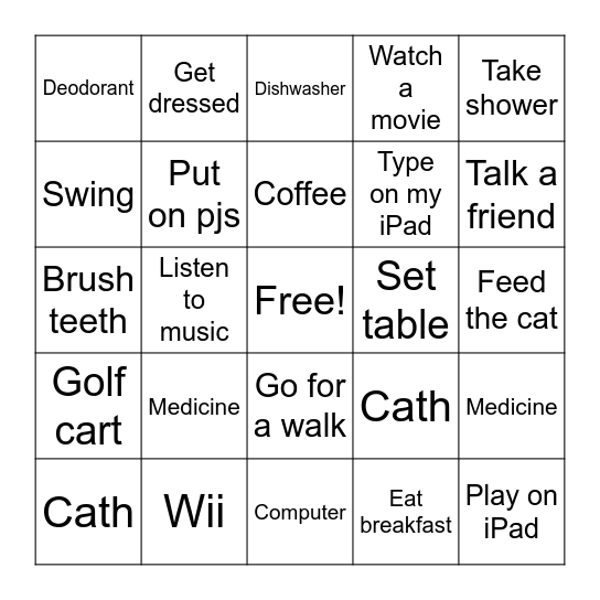 Daily routines Bingo Card