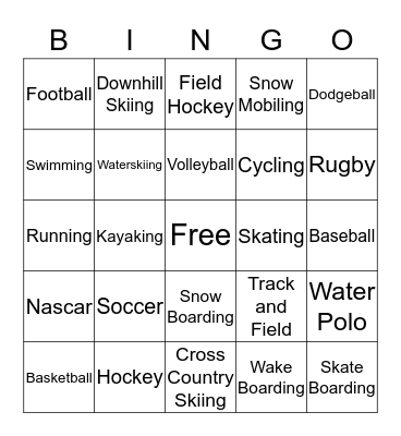 Sports Bingo Card