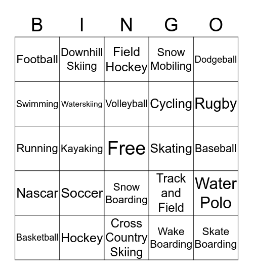 Sports Bingo Card