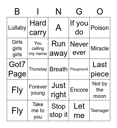 @joanne_GOT7 Bingo Card