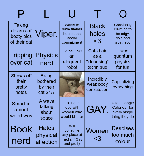 Pluto Bingo Card