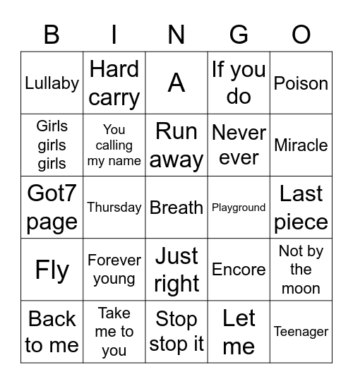 @joanne_GOT7 Bingo Card