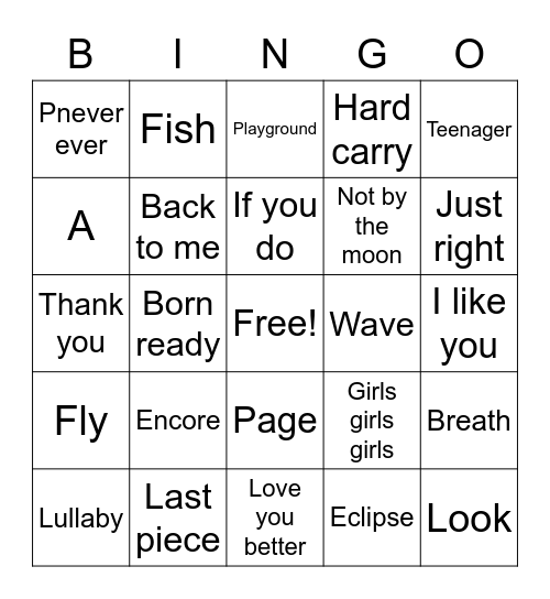 Untitled Bingo Card