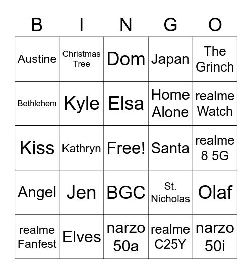 realme Bingo Card
