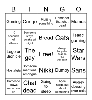 Bingo just because Bingo Card