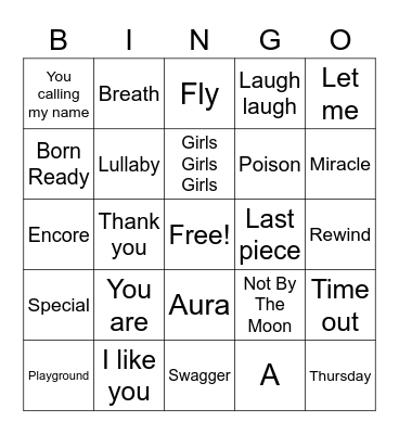 Got7 Songs Bingo Card
