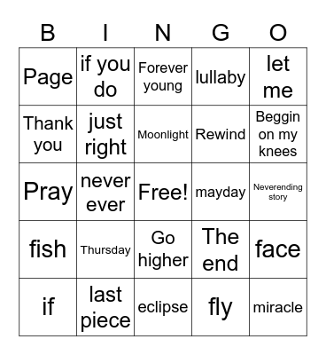 @AshleyAhgase747 Bingo Card