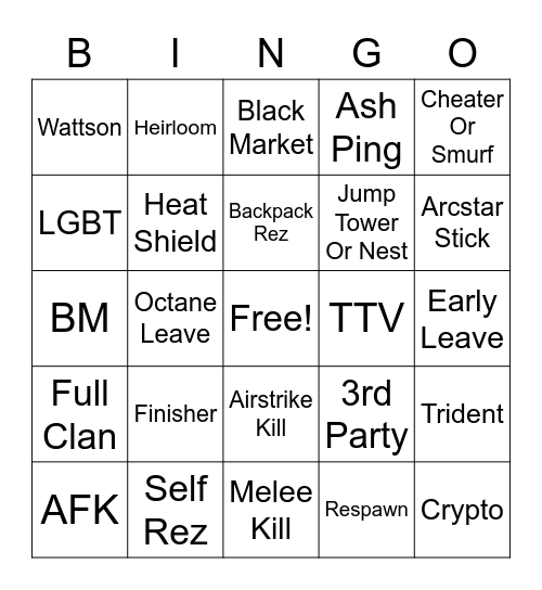 Apex Bingo Card