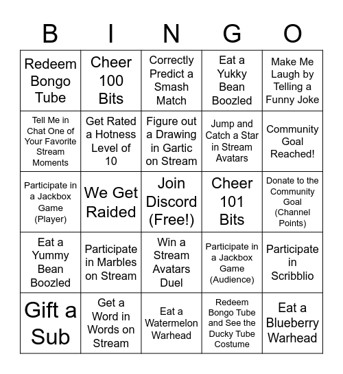 Chenergy Anniversary Stream Bingo ^_^ Bingo Card