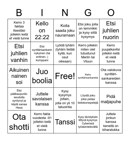 Meri & Vilu 60v Bingo Card