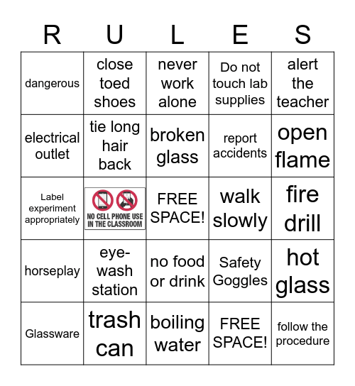 Lab Safety Bingo Card