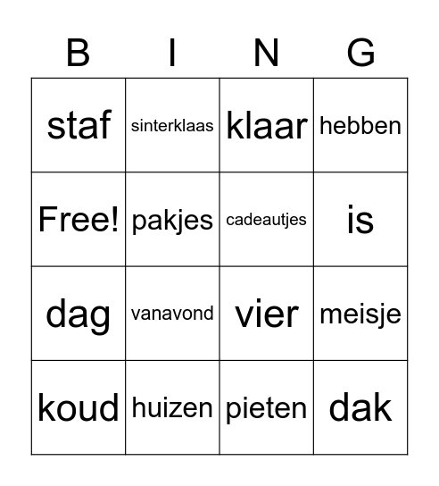 Sinterklaas Bingo Card