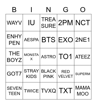 BINGO ( KPOP EDITION ) Bingo Card