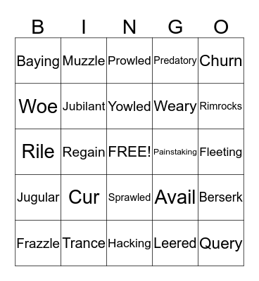 Vocabulary Bingo Card