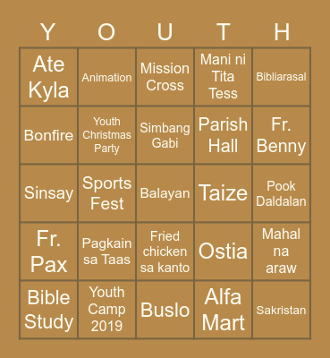 Youth Balik Tanaw Bingo Card
