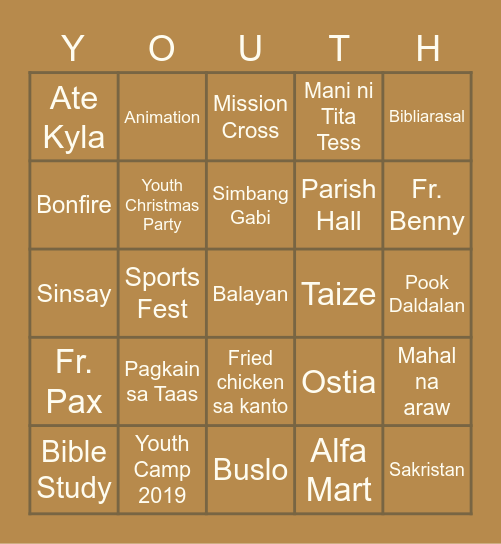 Youth Balik Tanaw Bingo Card