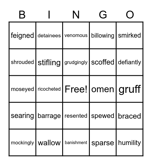 Spirit Bear Vocabulary 1-3 Bingo Card
