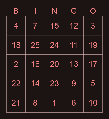 Punya Winter ! Bingo Card