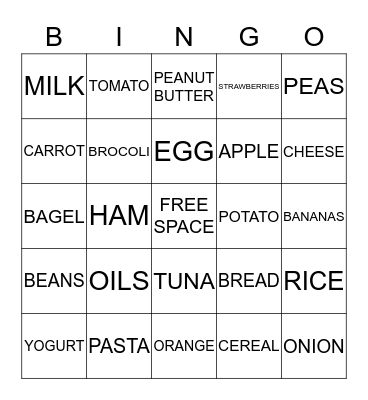 FOOD PYRAMID BINGO Card