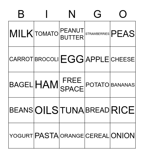 FOOD PYRAMID BINGO Card