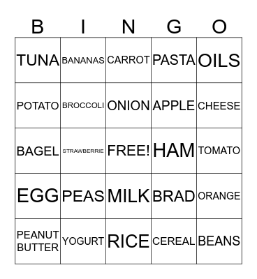 FOOD PYRAMID BINGO Card