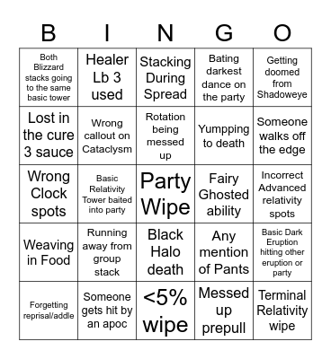 E12s phase 2 prog Bingo Card