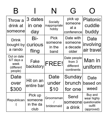 Katie's Single Bingo  Bingo Card