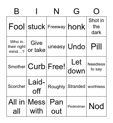 Int 2021 November Vocab Review Bingo Card