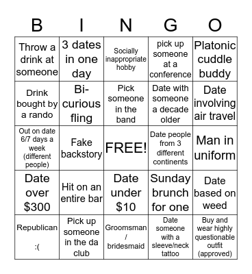 Katie's Single Bingo  Bingo Card