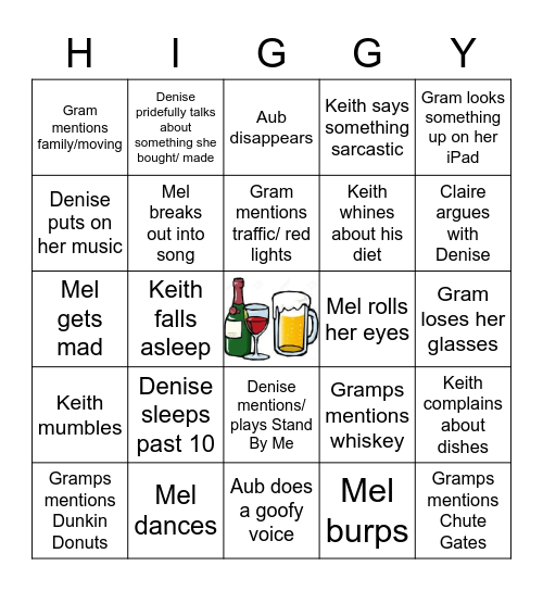 Family Gathering BINGO Card