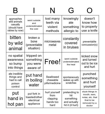 Dumbass Bingo Card