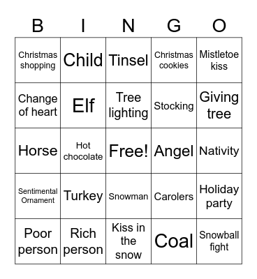 Christmas Movie Bingo Card