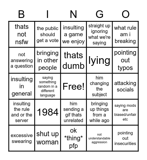bat-go Bingo Card