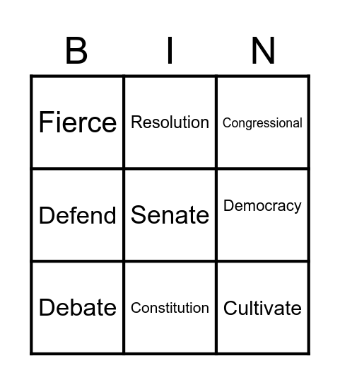 Debate Game Bingo Card