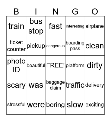 Excellent English Unit 10 Bingo Card