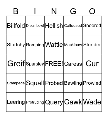 Vocabulary Words Bingo Card